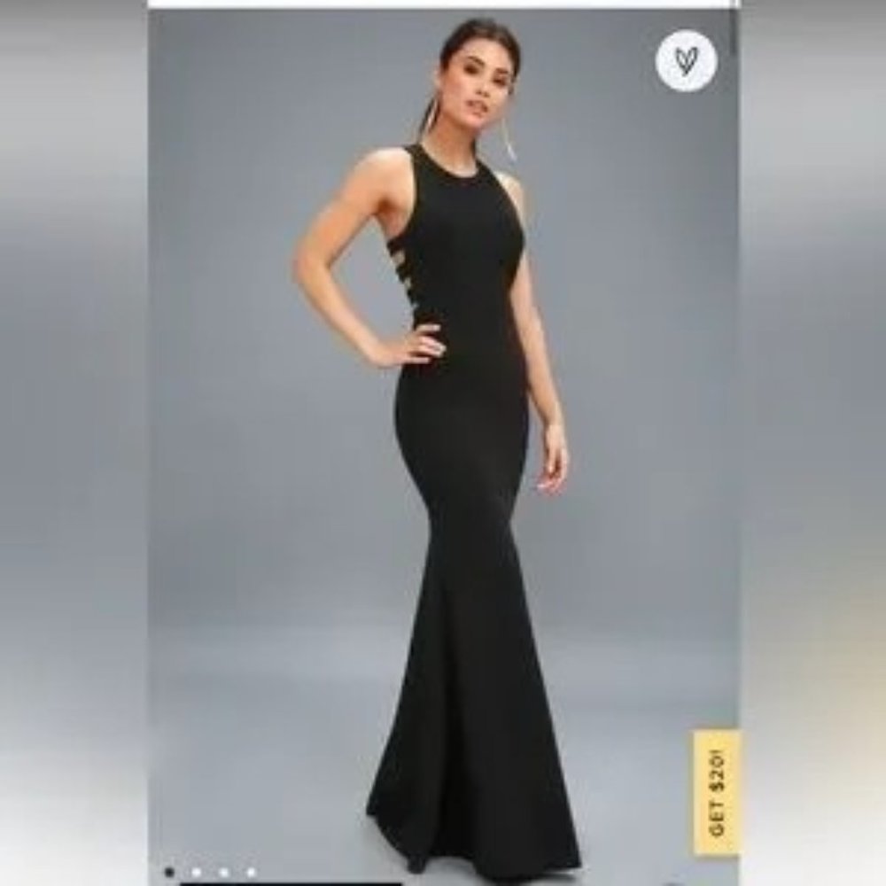 Lulu’s Power of Wow Black Backless Mermaid Maxi Dress SOLD OUT ONLINE! size Med